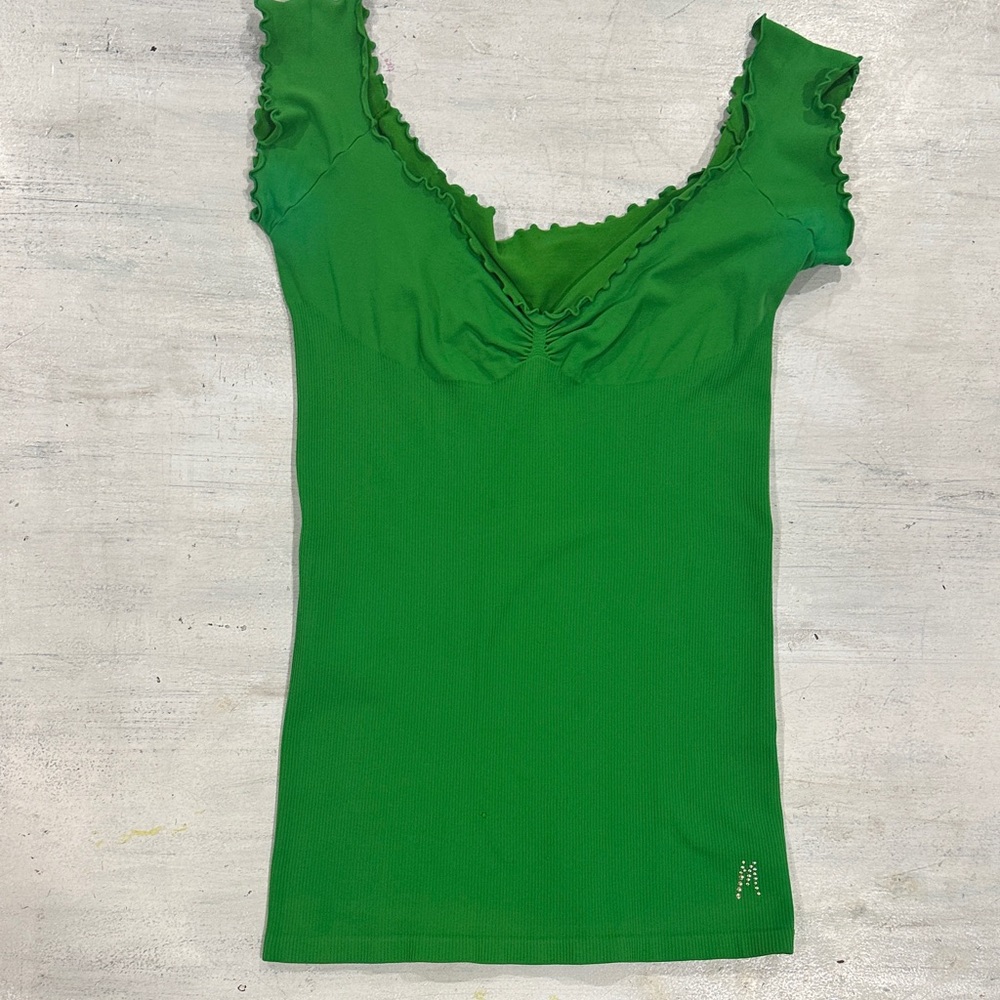 Marciano Vibrant Green Short Sleeve Top Size M/L lettuce sleeve